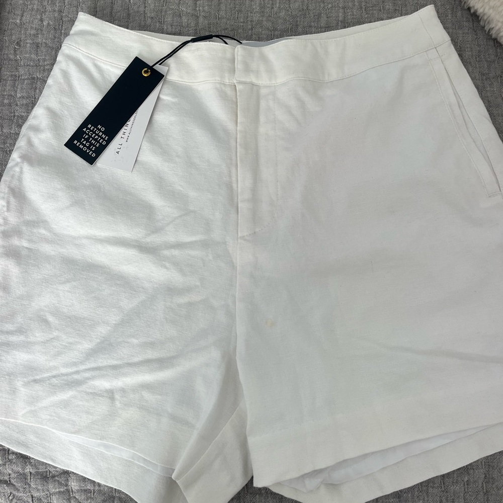 All things golden white linen blend shorts.   Brand new - .